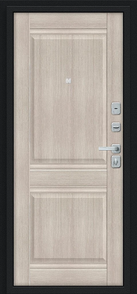 Входная дверь Некст МФ/BChrome Букле черное/Cappuccino Melinga BR6207 внутренняя сторона